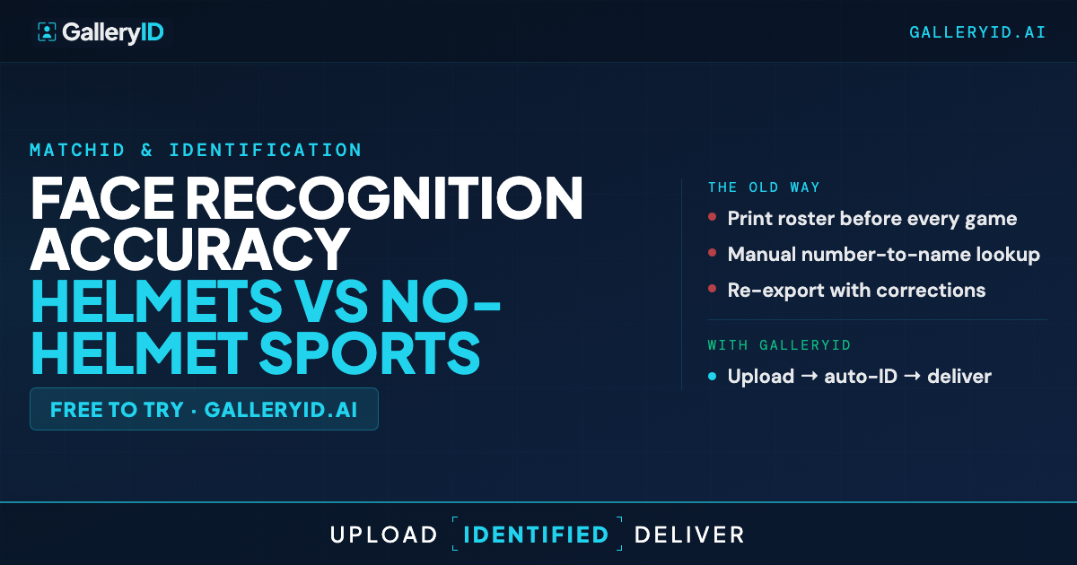 Face Recognition Accuracy: Helmets vs No-Helmet Sports